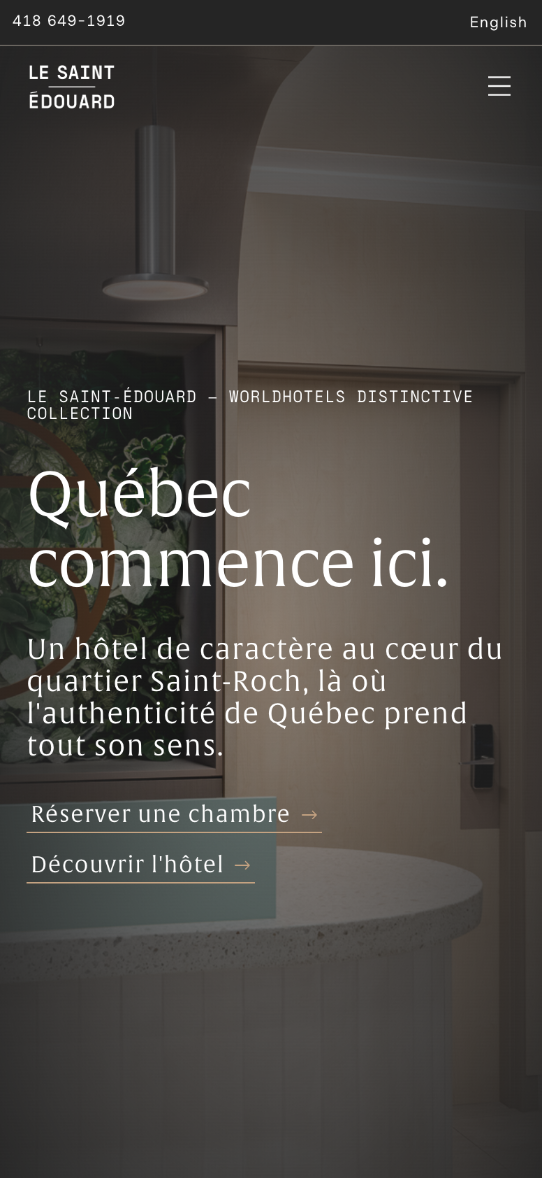 Site Le Saint Edouard, WorldHotels Distinctive, version mobile