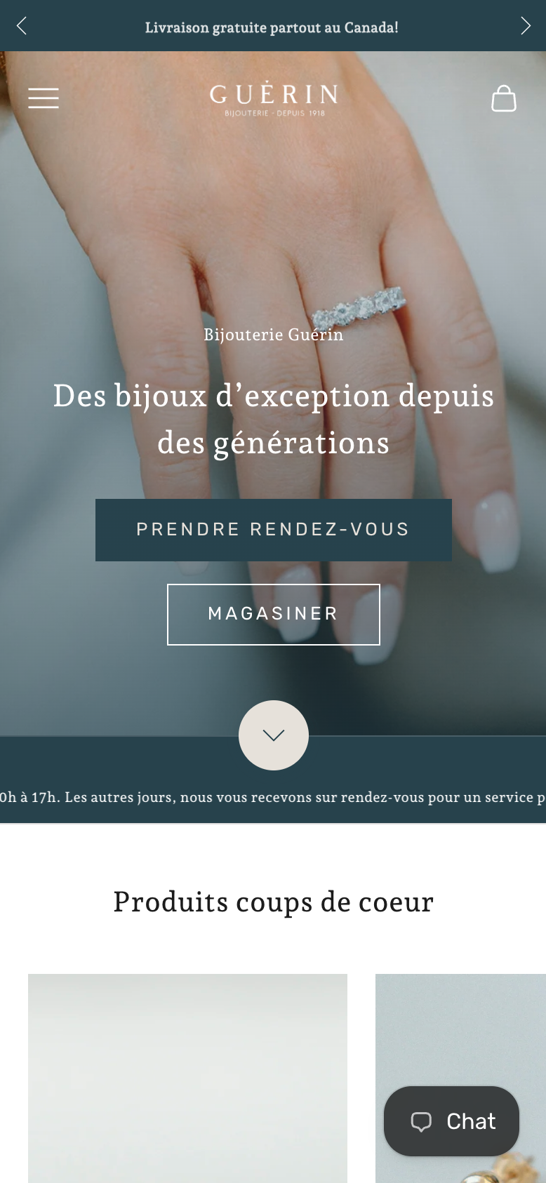 Site Bijouterie Guérin, version mobile
