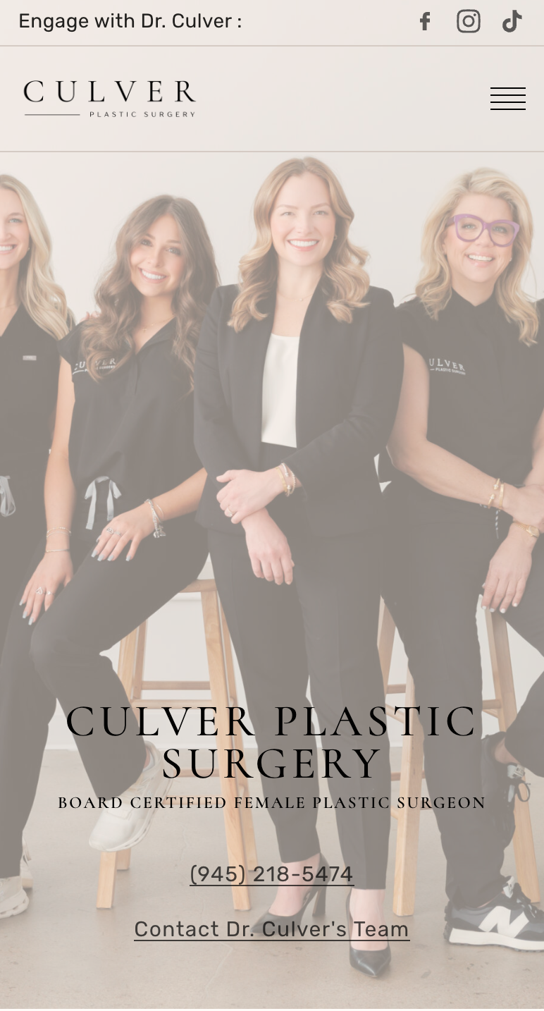 Site Culver Plastic Surgery, version mobile